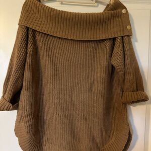 Cozy Brown Off-Shoulder Sweater